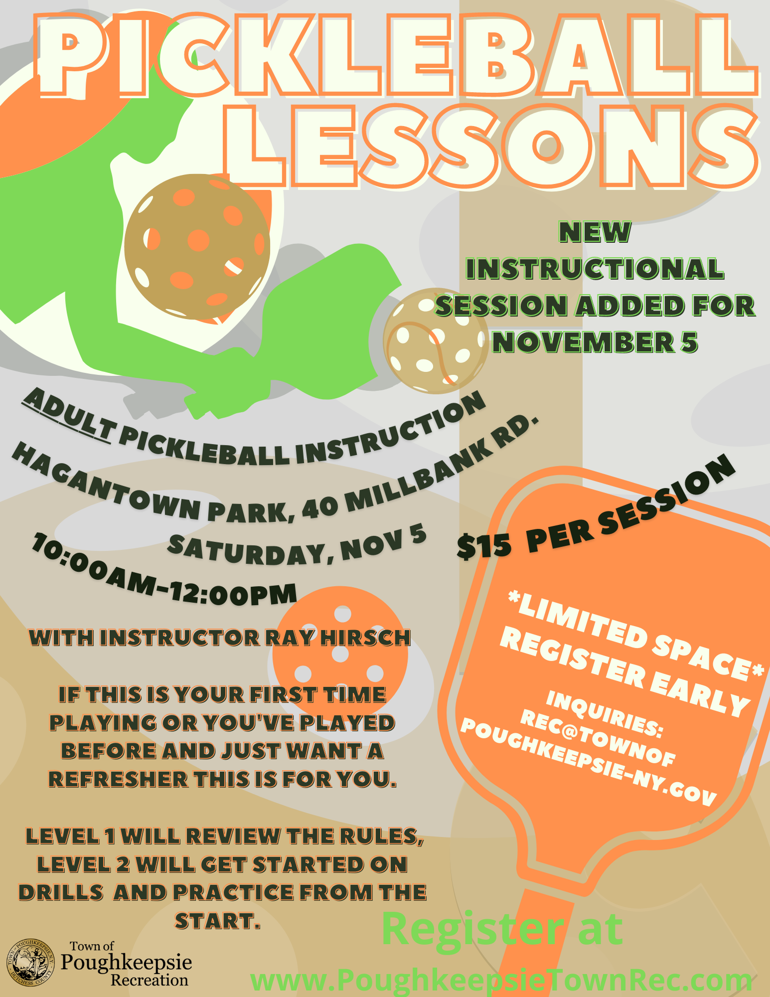 November 5th Pickleball Lessons Back by Popular Demand